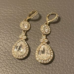 Nadri CZ Pear and Round Drop earrings